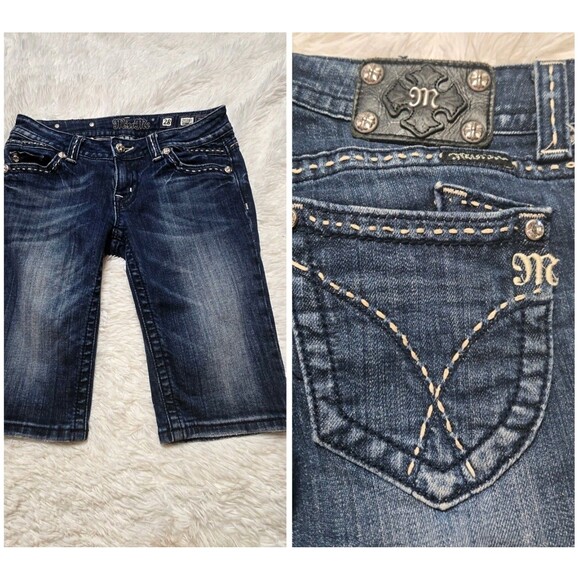 Miss Me Bermuda Embroidered Jean Shorts Size 28 - Picture 1 of 11